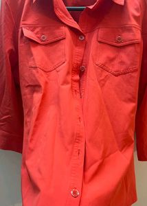Chic Red Button-Up Shirt