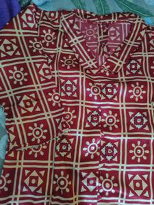 Red Gazi Silk Kurta Set