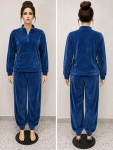 Velvet Tracksuit Set - Blue