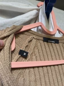 Camel Ribbed Knit Midi Dress