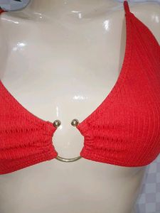 )200)Red Ring Detail Bralette Top