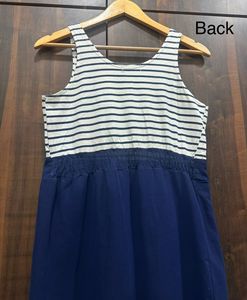 Blue Maxi Dress with Striped Top