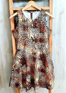Animal Print Fit &amp; Flare Dress Size-28-30