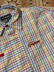 TECHNICOLOUR STRIPED CROPPED SHIRT