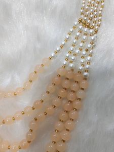 Peach Color Multi Layer Long Mala