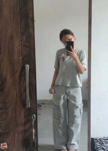 Gray Cargo Style Pants