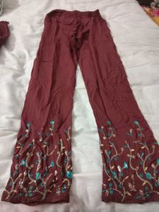 Maroon Embroidered Kurta