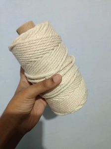 Natural Cotton Macrame Cord 3mm twisted offwhite