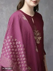 Stylish Magenta Kurta With Pant And Dupatta Set