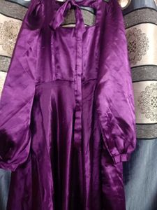 Purple Satin Ethnic Gown