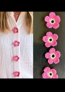 Handmade Crochet Flower Button Blouse