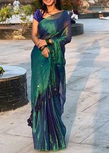 Royal Blue Tissue Silk Saree with Elegant Tassels
