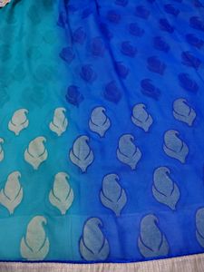 Beautiful Blue Saree with Embroidered Blouse