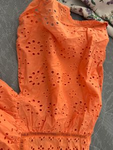 ONLY Orange Eyelet TOP