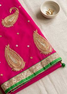 Elegant Pink Embroidered Saree