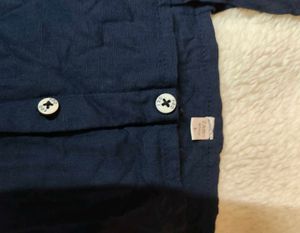 Navy Blue Button-Front Midi Dress