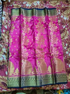 Rani Pink Colour Saree With running Blouse