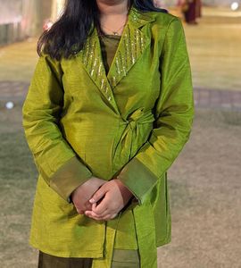 Olive Green Embellished Kurta Set