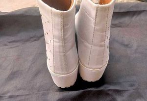 White Star Cutout Ankle Boots