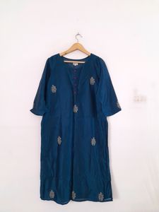 Blue Embroidered Kurta (Women's)