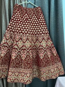 Elegant Maroon Velvet Lehenga Choli