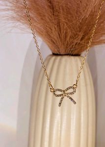 Sparkling Bow Anti-Tarnish Necklace – Elegant Ever