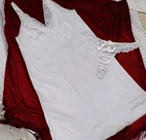 Vintage Satin Slip & Thong Set