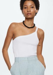 Mango White One-Shoulder Top