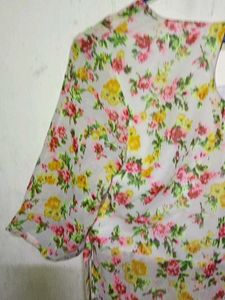 Chic Floral Print Dress Material