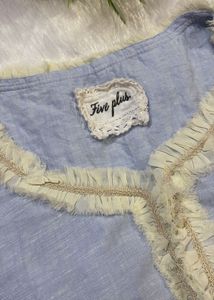 Light Blue Embroidered Crop Top