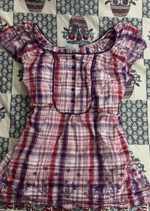 Cute Plaid Button-Up Top