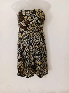 Stylish Strapless Animal Print Dress