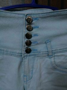 Light Wash Denim High-Waisted Shorts