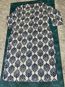 Very New pure cotton Navy &amp; White Printed Kurta