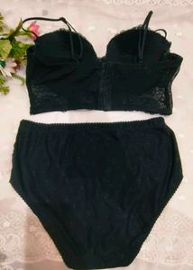 Black Lace net corset bra with brief 👍