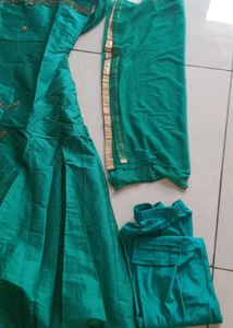 Green Silk Kurta Set with Dupatta