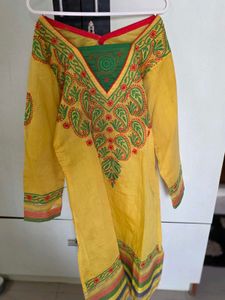 Vibrant Embroidered Yellow Kurta
