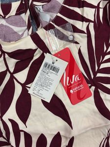 Cream &amp; Maroon Leaf Print Tunic Top
