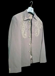 Embroidered Gray Blazer