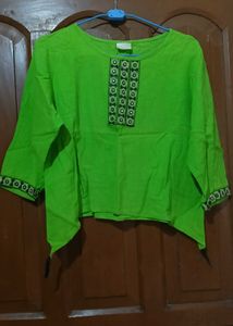 Bright Green Kurta with Mirror Work