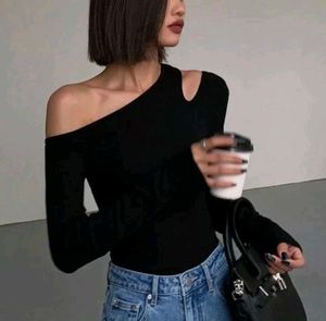 Chic Black Cut-Out One-Shoulder Top