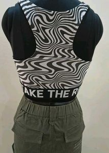 Abstract Print Crop Top