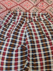 Plaid High-Waisted Pants
