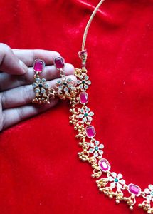 Gold Toned Necklace and Earring Set