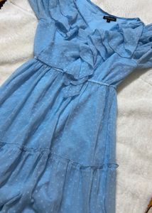 Light Blue Ruffled Maxi Dress