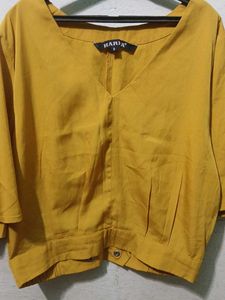 Mustard Yellow V-Neck Cropped Top