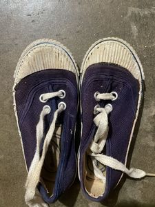 Blue Canvas Lace-Up Sneakers