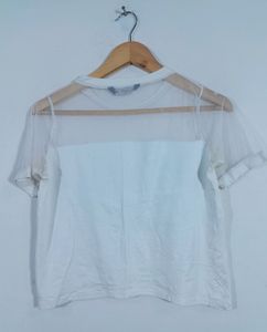 Burton White Printed Crop Top (Women)