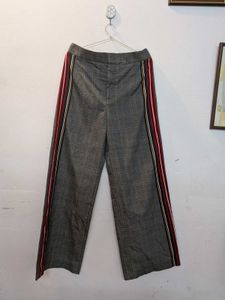 Zara Stylish Plaid Pants with Side Stripes