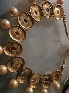 Multi-Color Stone &amp; Pearl Necklace Set